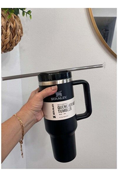 Generic Stanley Stanley Quencher H2.0 FlowState 40oz Black Stainless Steel Vacuum Insulated Tumbler with Le