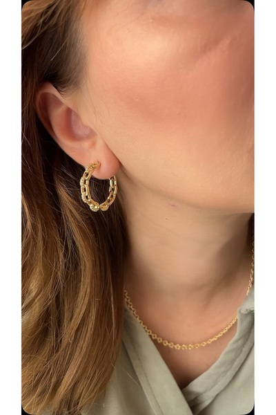 XUPING JEWELRY Zincir model üzeri Zirkon taşlı gold halka küpe