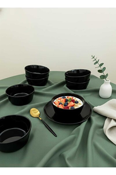 Joie Maison Noir 6'lı Seramik Sosluk/Çerezlik/Çorba Kasesi (14 cm)