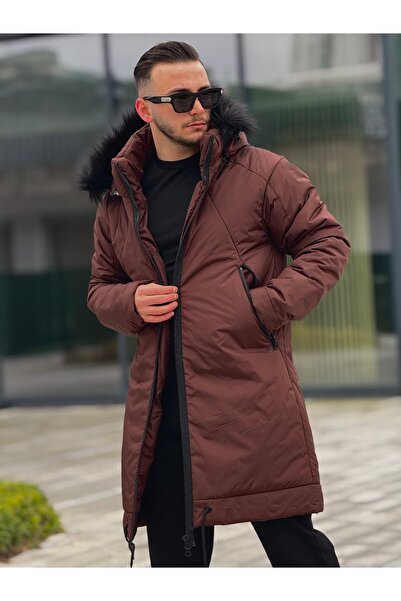 KINGAF ЧОЛОВІЧЕ ДОВГЕ НАДУВНЕ ПАЛЬТО З КАПЮШОНОМ