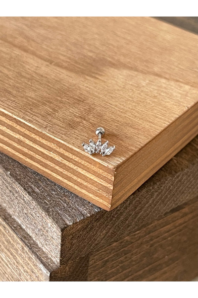 Rupen Kraft 925 Ayar Gümüşi Taç Kıkırdak Helix Tragus Piercingi Gümüş Piercing
