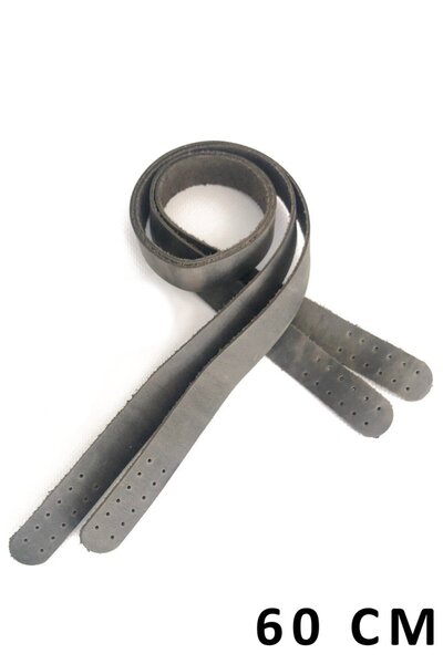 alfa tasarım atölyesi Λαβή τσάντας από γνήσιο δέρμα (ζεύγος/60 εκ.) Crazy Grey