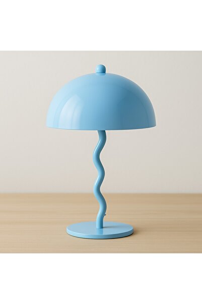 Natiorj Zikzak Mantar Model Mavi Renkli Masa Lambası Çalışma Masası Yatak Oda...