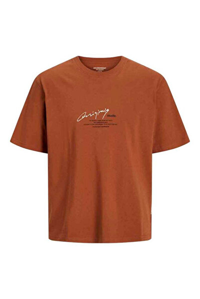 Jack Manchester Script Crew Neck Men's Cinnamon Round Neck T-Shirt 12273373