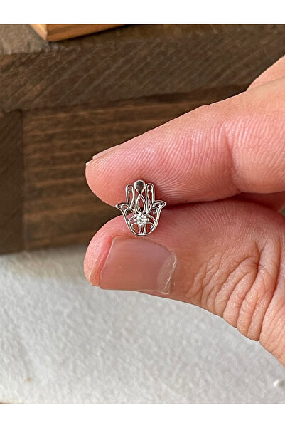 Rupen Kraft 925 Ayar Gümüş Fatma Ana Eli Kıkırdak Helix Tragus Piercingi Gümüş Piercing