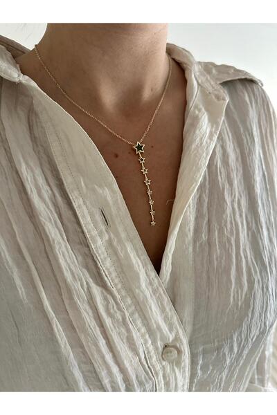 Charmist 14K Çelik Üzeri Altın Kaplama Renkli Yıldız Y Kolye