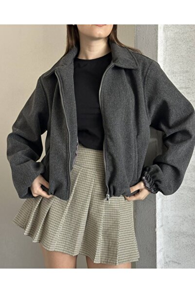 EDAYBUTİK Kadın Balon Kol Kısa Kaşe Ceket