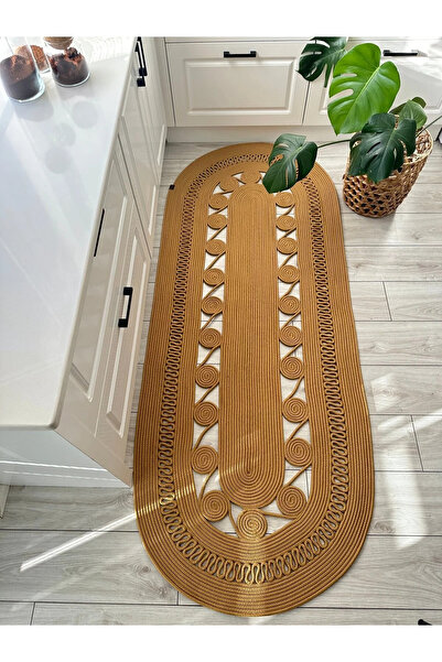 Halımax Çift Taraflı Yıkanabilir Hav Toz Vermez Bohem Jüt Halı Koridor Mutfak Banyo Antre Jüt Kilim