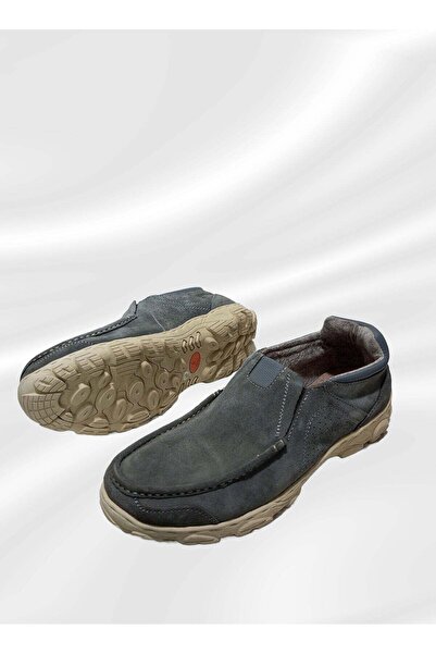 Meto Casual slip-on shoes in grey cowhide leather, made from genuine leather with a lightweight safety sole.