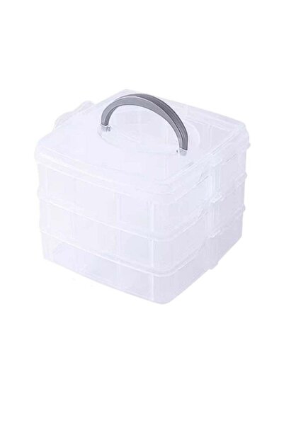 huitich Three-Layer 30-Grid Portable Detachable Storage Box