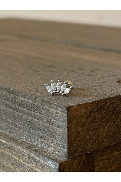 Rupen Kraft 925 Ayar Gümüş Baget Taşlı Kıkırdak Helix Tragus Piercingi Gümüş ...