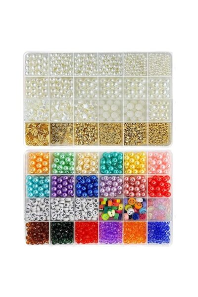 DELPI Set de mărgele pentru confecționarea brățărilor și colierelor, diverse mărimi și forme, 6+, multicolor