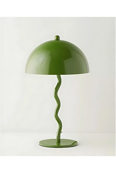 Natiorj Zikzak Mantar Model Yeşil Renkli Masa Lambası Çalışma Masası Yatak Od...