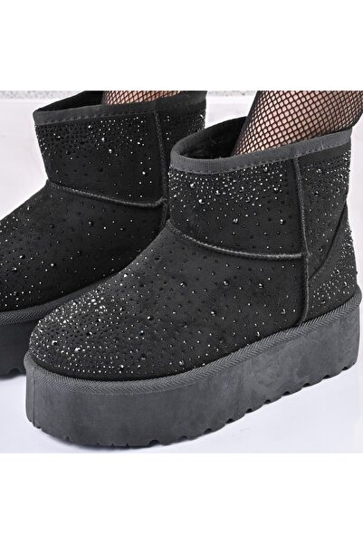 Tmall Ghete de damă, tip piele întoarsă, îmblănite, TM1CD1051, negre