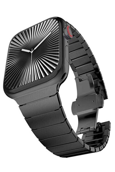 HYX حزام من الفولاذ المقاوم للصدأ لساعة Apple Watch (أسود) - يناسب 49/46/45/4...