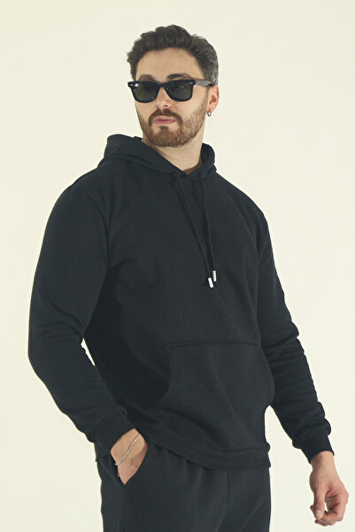 INFLUYENTE Men's Winter Cotton Tracksuit Set Kangaroo Pocket Sweatshirt Jogger - Regular Elasticated Cuffs