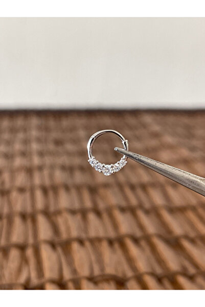 Rupen Kraft 925 Ayar Gümüş Pırlanta Modeli Gümüş Halka Piercing 8 mm