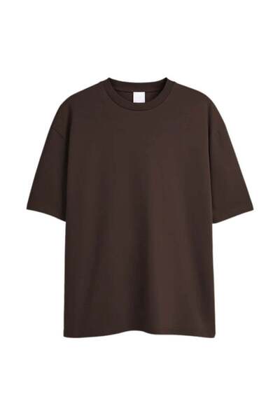 huitich Cotton Short Sleeve T-Shirt - Coffee Colour, Size L