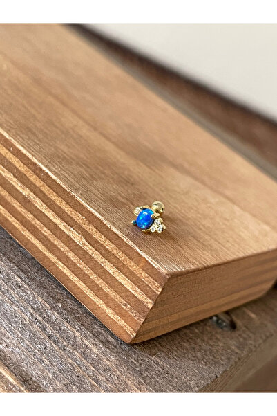 Rupen Kraft 925 Ayar Gümüş Opal Taşlı Kıkırdak Helix Tragus Piercingi Gümüş P...