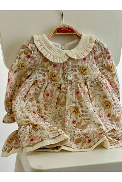 MimiCo Kız Bebek Elbise - Uzun Kollu - Çiçek Desenli