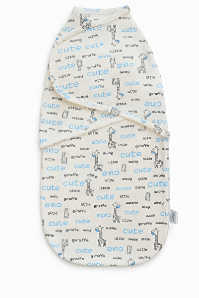 Pampy Swaddle Cocoon with Velcro, 0-3 Months, 56-62 cm, Cotton, White, Giraffe