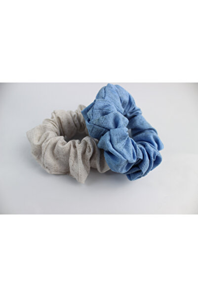 İLKYAZ Double Soft Fabric Rubber Buckle Set Bagel Buckle - Bone, Water Blue