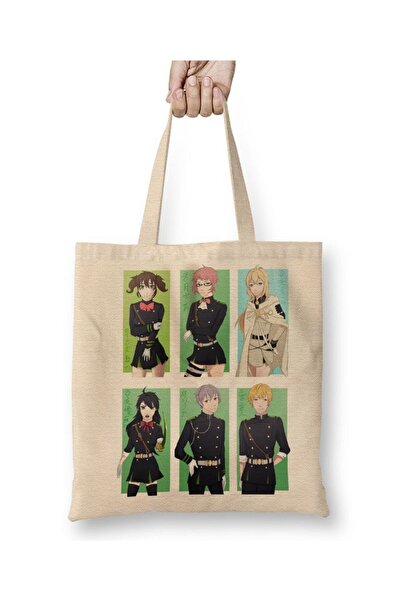 Toyaso Owari No Serapy Ангел Апокаліпсису Біла тканинна сумка з довгими ручками Сумка для покупок Пляжна сумка