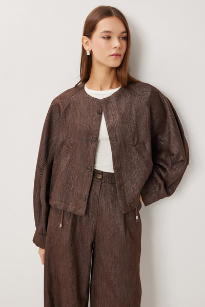 Lovelyİstanbul Denim Jacket Pants Set Lrg0058 Brown