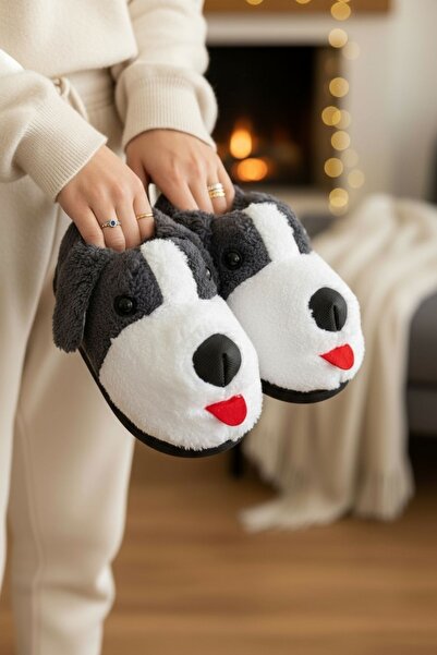 Modafırsat Panduf Pantofi de casă cu păr de pluș cu figuri de animale Cizme de casă cu talpă moale