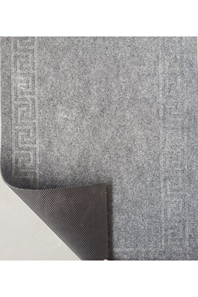 Kotonia Home Anti-slip entrance mat - Greek Border decor plain, 45x75 cm, 100% PVC, anthracite grey