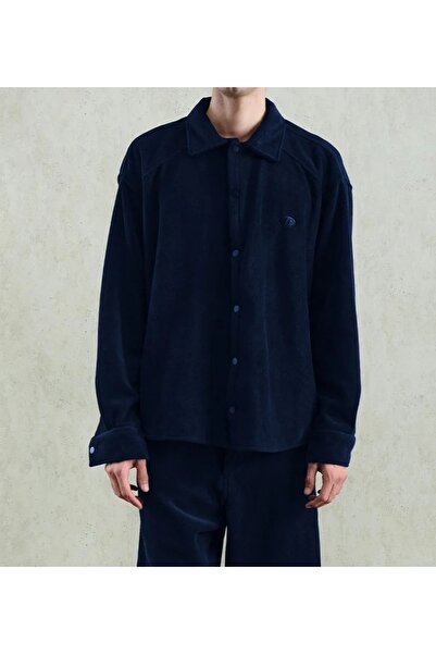 Hazhers Men's Oversized Shirt Collar Long Sleeve Winter Fleece Shirt