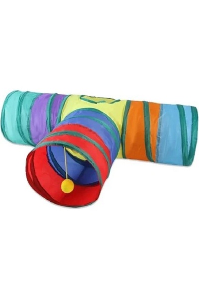 HESPERUS T Model 3-Piece Rainbow Colored Folding Cat and Dog Play Tunnel 85*50 cm
