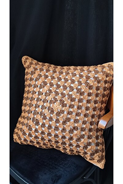 bohemlihouse Kâğıt ip el örgüsü bohem tarz kırlent (İç dolgulu)