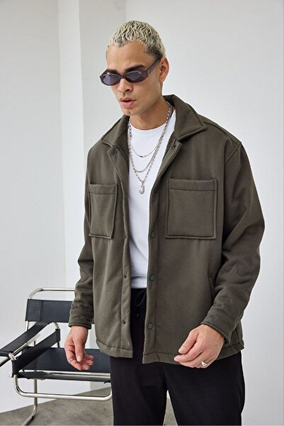 MADZEYMODA Премиум мъжка каки яке с полар подплата и копчета LS-89921