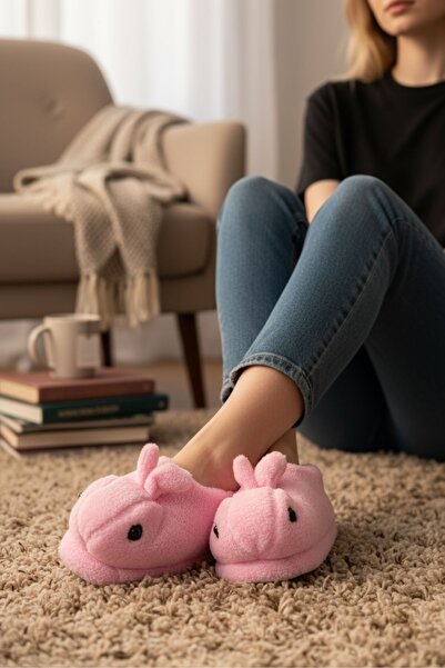 Modafırsat Panduf Pantofi de casă cu păr de pluș cu figuri de animale Cizme de casă cu talpă moale