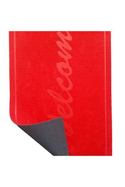 Kotonia Home Entrance mat - Welcome uni, 45x75 cm, non-slip 100% PVC, red