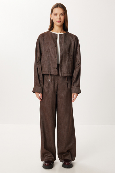 Lovelyİstanbul Denim Jacket Pants Set Lrg0058 Brown