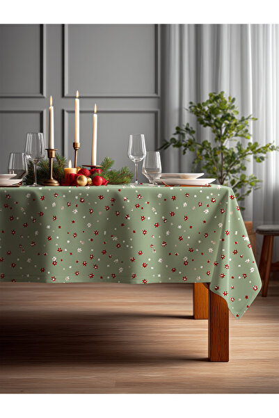 Medi Home Modern Kış Temalı Mini Kar Taneleri Masa Örtüsü