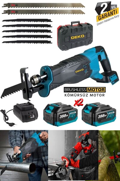 DEKO TURKEY Çelik Şanzıman Çift Akülü 388VF Tilki Kuyruğu Testere Beton Tuğla...