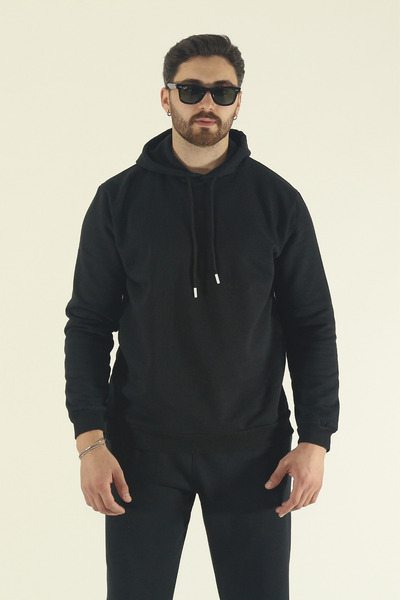 INFLUYENTE Ανδρικό χειμερινό βαμβακερό σετ αθλητικής φόρμας με κουκούλα Sweatshirt Jogger - Regular Elastic Leg