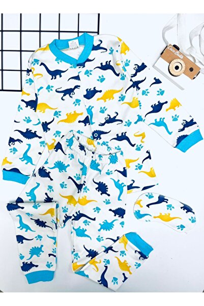 cacobutik Boy's Sleep Goggles Gift Dinosaur Printed Long-Sleeved Pajama Set