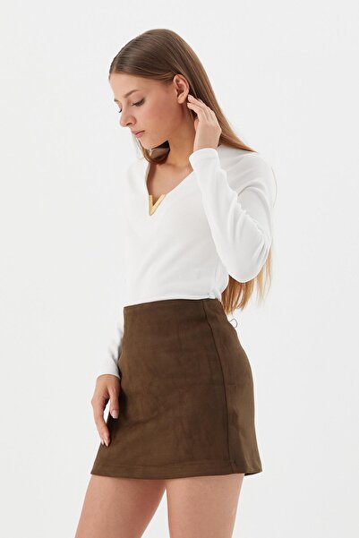 Shopping Shop Suede Skirt Khaki