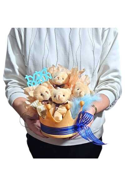 Çiçek Tasarım Sanatları Mother Baby Newborn Gift King Crown Concept Gift Set Happy Birthday