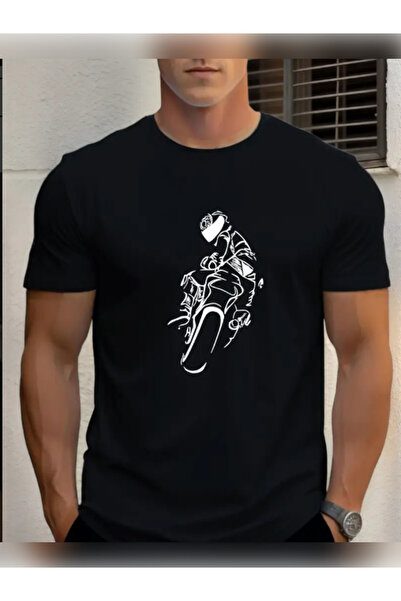 TİMİSİVA Unisex Oversize kroj MOTORCYCLE10 B Štampano P Pamuk u B okrugla kra...