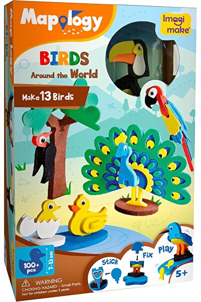 Imagimake Mapology Birds Around The World - 13 Miniature 3D Bird Models (Ages 5-9)
