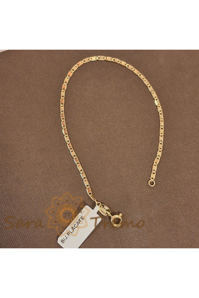 SaraTremo Brățară clasică unisex placată cu aur de 18K, model cu placă - 19 cm