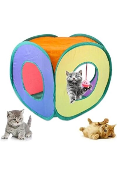 HESPERUS Square Rainbow Color Folding Cat and Dog Play Tunnel