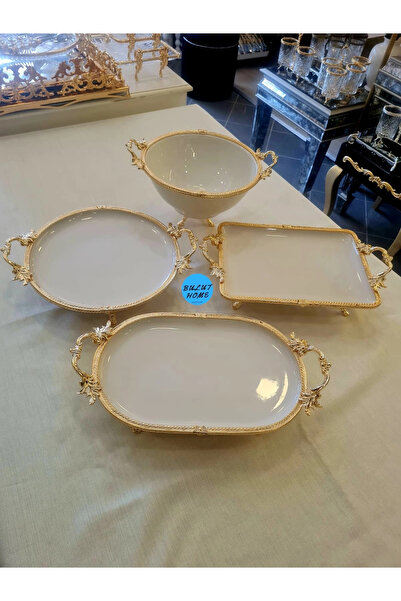 BULUTHOMEAKSESUAR 4 Piece Porcelain Presentation Set Gold