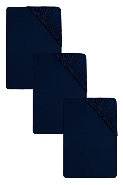 COTENCONCEPT 3 Pieces of Plain Cotton Single Size 150 X 200 cm Elasticated Combed Cotton Bed Sheet