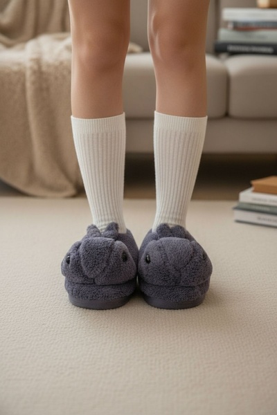 Modafırsat Panduf Pantofi de casă cu păr de pluș cu figuri de animale Cizme de casă cu talpă moale